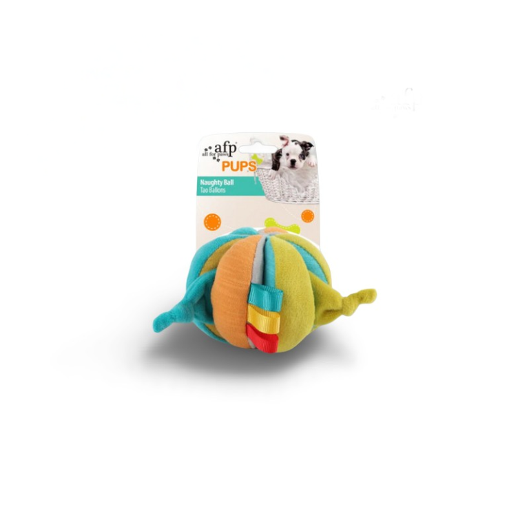 All For Paws AFP PUPS Naughty Ball Soft Plush Puppy Toy Squeaker & Knots Teething Mainan Anak Anjing Boneka