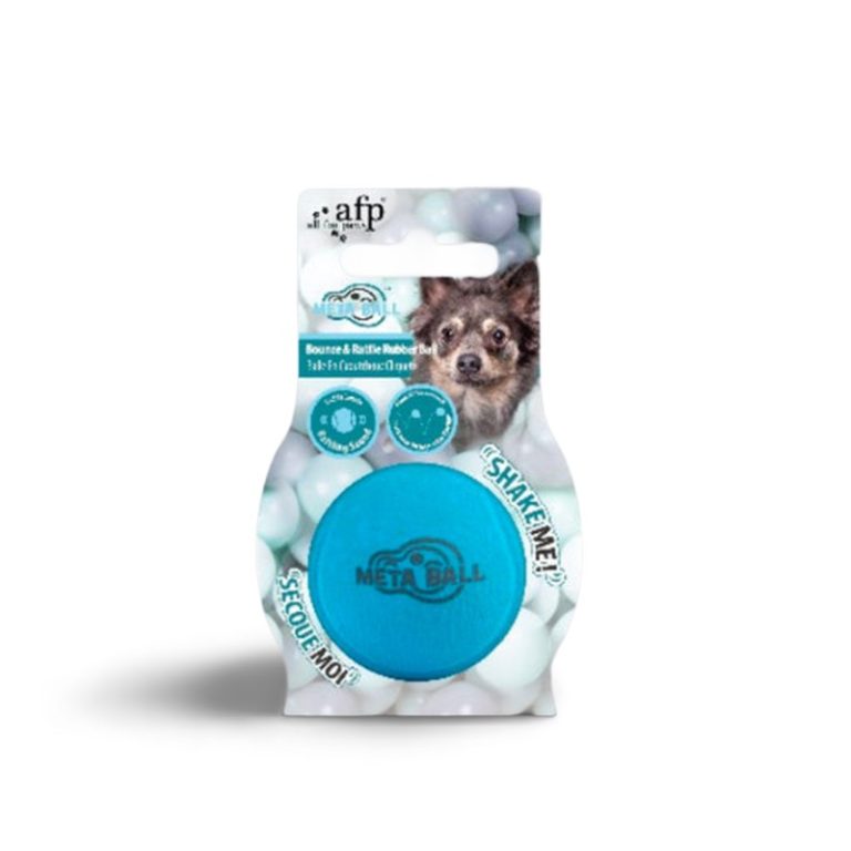 All For Paws AFP Meta Ball Bounce & Rattle Rubber Dog Toy Mainan Bola Anjing Membal Bunyi Interaktif