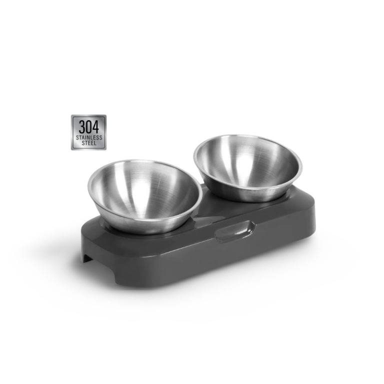 Stainless Steel Pet Bowl Dog Cat Mangkuk Makan Anjing Kucing Anti Slip Tilted Raised Elevated Kemiringan 15 Derajat Higienis Mudah Dibersihkan