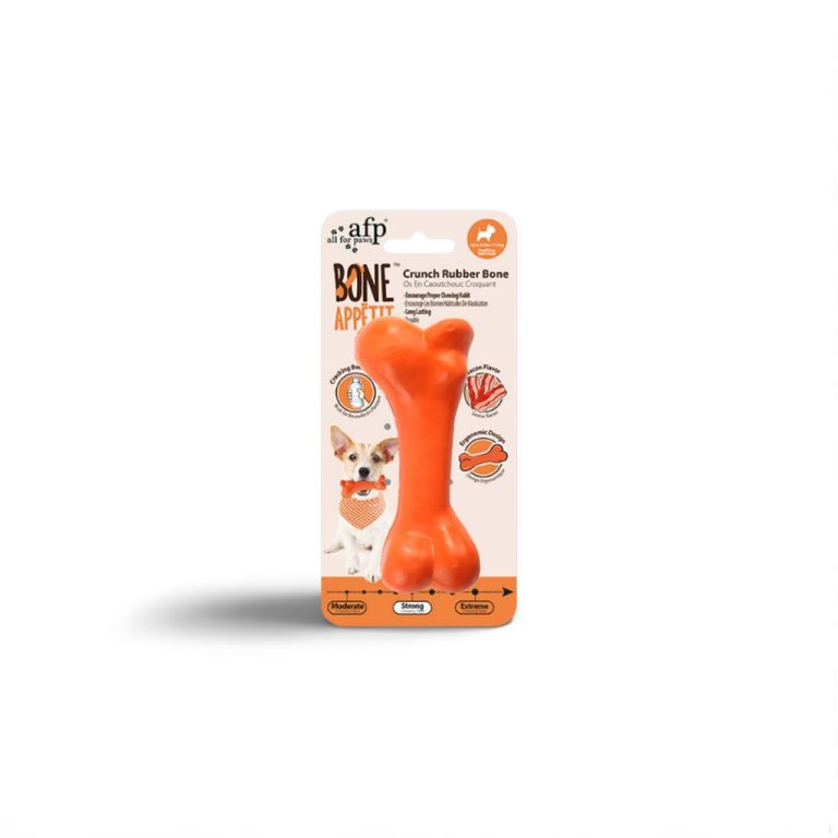 All For Paws AFP Bon Appetit Crunch Rubber Bone Dog Dental Chew Mainan Gigitan Anjing Tulang Crinkle