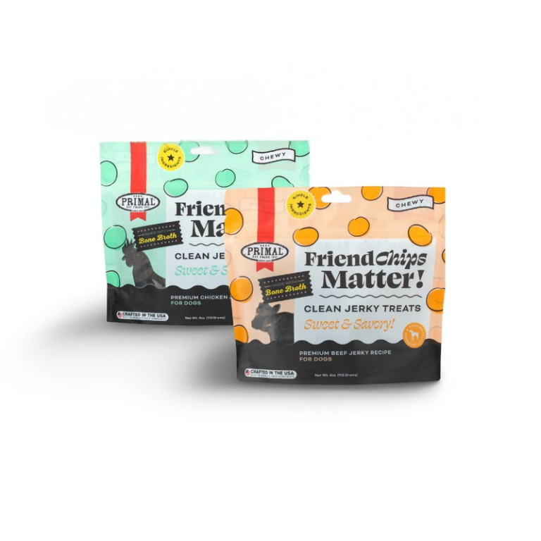 Primal Pet Foods FRIENDCHIPS MATTER Jerky Dog Treat Snack Anjing