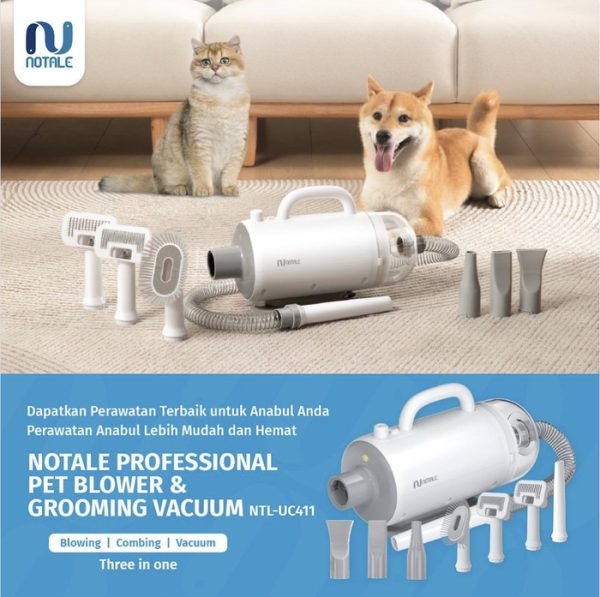 Notale Pet Blower Dog Cat Grooming Vacuum NTL-BG991 Profesional Pengering Sisir Bulu Anjing Kucing Multifungsi - Image 3