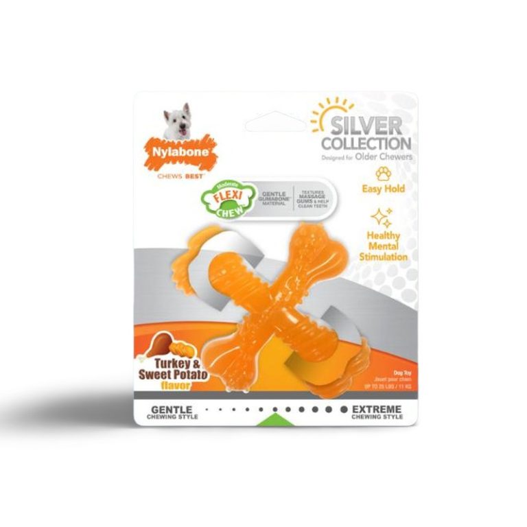 Nylabone Silver Collection Flexi Chew X-Bone Toy Anjing Senior Dogs Mainan Gigit Dental