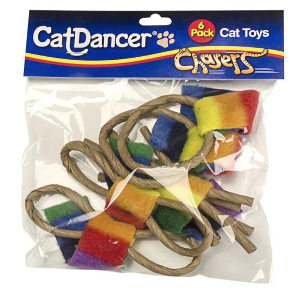 Cat Dancer Chaser Mainan Kucing Isi 6 Chase Fetch Fleece Ring Dental - Image 2