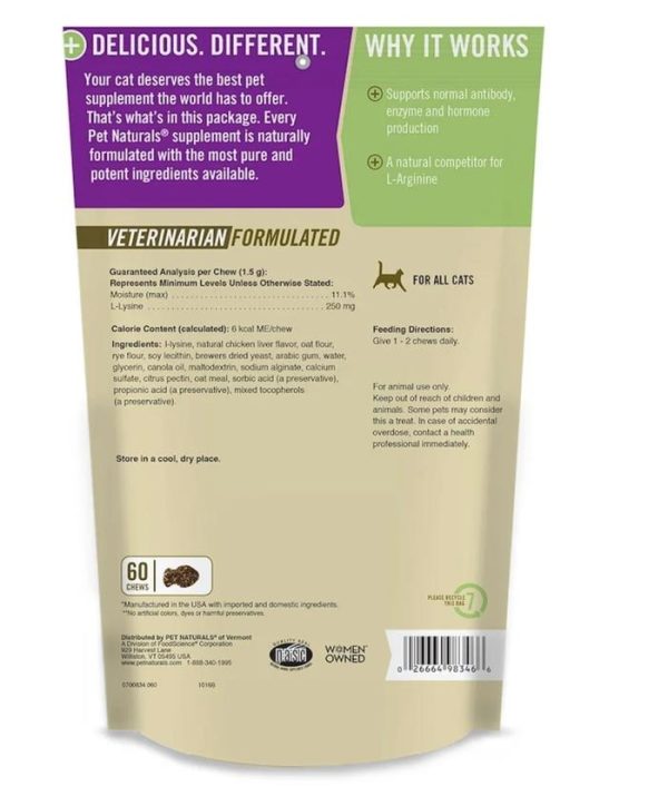 Pet Naturals of Vermont, L-Lysine, For Cats Lysine Multivitamin Kucing - Image 2