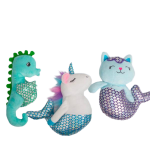 Pawise Mermaid Plush Dog Toy | Mainan Anjing Plush Lucu | Unicorn Mermaid 21cm & Cat Mermaid 19cm Mainan Anjing